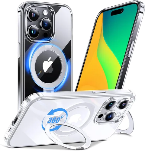 Miniatura 30 de Anqrp Funda transparente con función atril magnética con junta tórica para iPhone 12/12 Pro, compatible con Mag-Safe, de grado militar, reforzada