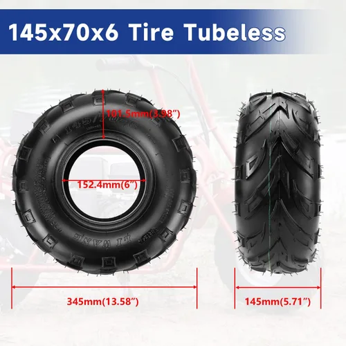 Miniatura 3 de AT 145/70-6 Neumático sin cámara para Mini Bike Go Kart ATV Coleman CT100U CC100X B100 KT196 CK196 Baja Doodlebug DB30, Mini Bike Neumáticos 145