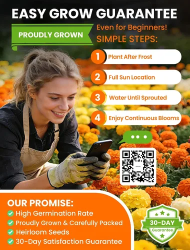 Miniatura 8 de Semillas de caléndula francesa – Heirloom Petite Tri-Color Mix – Flores vibrantes amarillas/naranjas – Más de 15000 semillas para plantar al aire