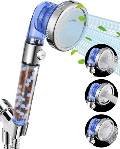 Cabezal de ducha filtrado para agua dura con tope, cabezales de ducha de 4 modos de alta presión con rociador de alta presión integrado para limpiar