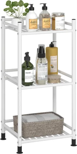 Miniatura 12 de Esquinero de almacenamiento de 4 niveles para el baño, estante abierto de pie, estante de esquina de metal para la cocina, salón, pasillo