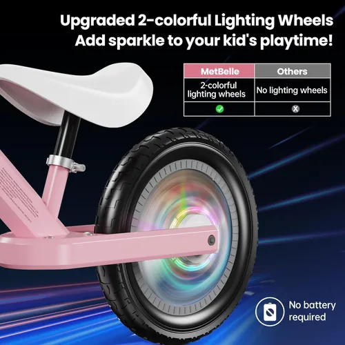 Miniatura 3 de MetBelle Toddler Balance Bike 1-3 Year Old,12" No Pedal Kids Indoor Outdoor Toy Bike 2-5 Years Old with Tool-Free Adjustments Seat, Lightweight