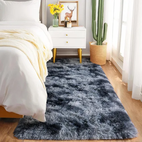 Miniatura 116 de Awaytail Alfombra Esponjosa Lavable 2x3 Pies, Pura Negra Alfombra para Silla de Escritorio Antideslizante, Alfombra Supersuave para Niños
