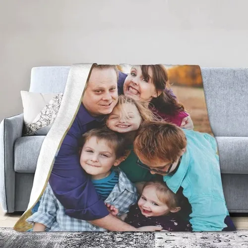 Miniatura 2 de DUNHUANG Manta personalizada con fotos, texto, logotipo, collage de fotos, manta personalizada para el Día de la Madre, Día de San Valentín, 1 Foto