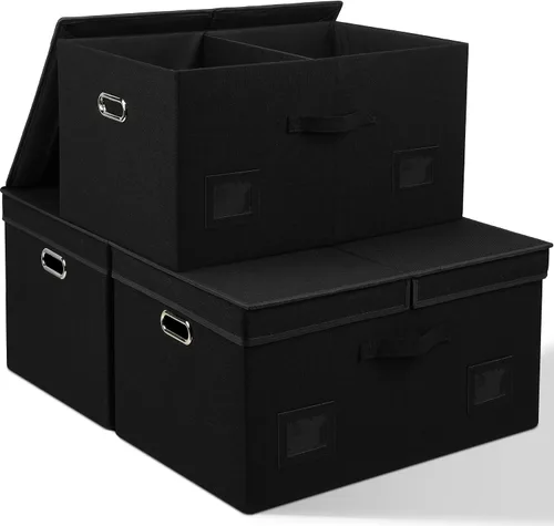 Miniatura 16 de Graciadeco Contenedores de almacenamiento plegables grandes de 17 pulgadas y 36 cuartos de galón con tapas, paquete de 3 cajas de almacenamiento