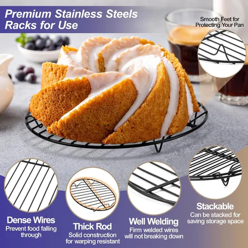 Miniatura 3 de P&P CHEF Rejilla Redonda de Cocina de 7½ Pulgadas, Rejilla Redonda de Acero Inoxidable para Cocinar Enfriar Vaporizar Hornear, Compatible
