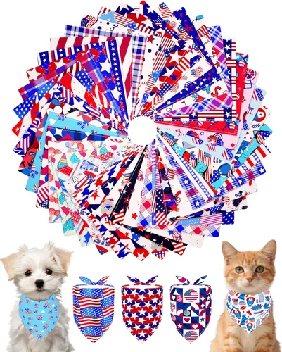 Miniatura 30 de PET SHOW 50 Pack Bandanas Navideñas para Perros Grandes XL Lavables Feliz Año Nuevo Bandanas en Triángulo a Granel Baberos para Perros Medianos