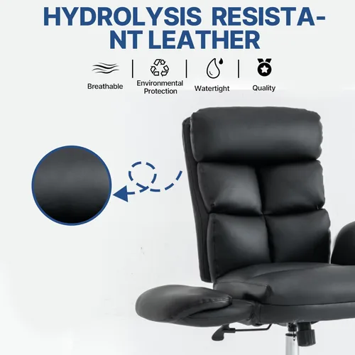Miniatura 7 de Silla de oficina ergonómica moderna, silla giratoria de piel sintética, silla ejecutiva de escritorio para computadora con reposabrazos acolchados