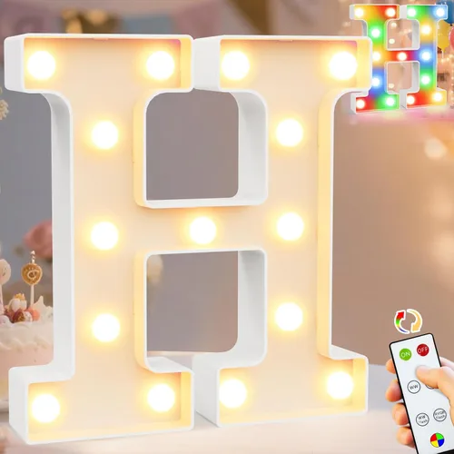 Miniatura 66 de Pooqla Letras con luces LED de marquesina, letras decorativas iluminadas en blanco cálido y blanco frío, letras del alfabeto iluminadas para niños