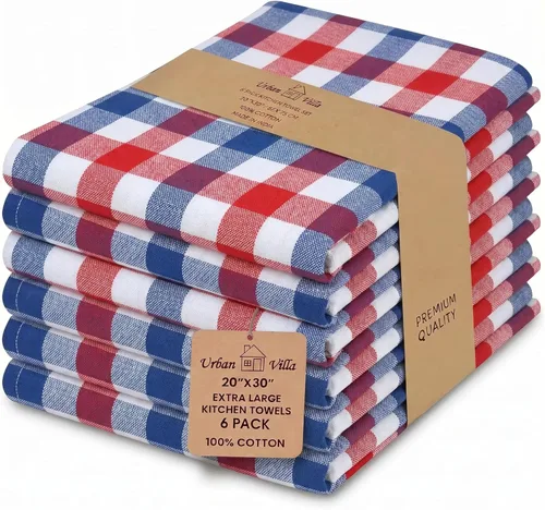 Miniatura 19 de Urban Villa Toallas de cocina 100% algodón, paquete de 6, altamente absorbentes, de secado rápido, súper suaves, de primera calidad, para cocina