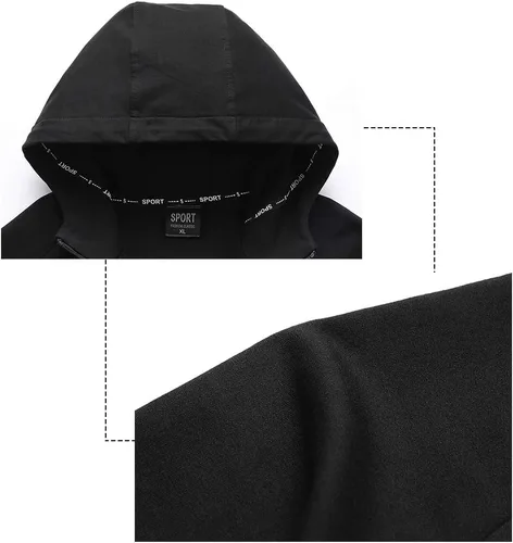 Miniatura 3 de DOSLAVIDA Conjunto de 2 piezas de chándal deportivo para hombre, de manga larga, con cremallera completa, con capucha
