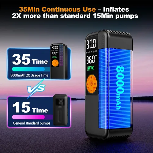 Miniatura 4 de Arrancador de Batería con Compresor de Aire, 5500A Reforzador de Batería de Coche Portátil (Todo Gas y 10L Diesel) con Inflador de Neumáticos