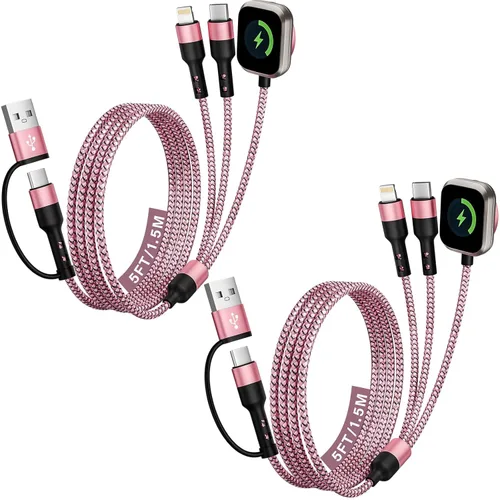 Miniatura 22 de Cargador de viaje para iWatch, cable de carga múltiple 3 en 2 con cargador IP/USB C/iWatch, cargadores de viaje para múltiples dispositivos, Naranja