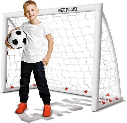 NET PLAYZ Porterías de fútbol para patio trasero, niños de 4 x 3 pies de alta resistencia | Regalos de fútbol para edades de 3, 4, 5, 6, 7, 8, 9,