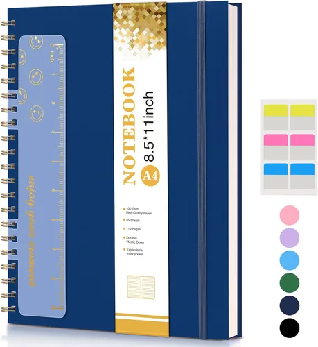 Miniatura 34 de Lined Spiral Notebook Journal 8.5” x 11”, A4 Large Notebooks for Women Men, College Ruled Journal, 100 GSM Paper, Plastic Hardcover Spiral Bound