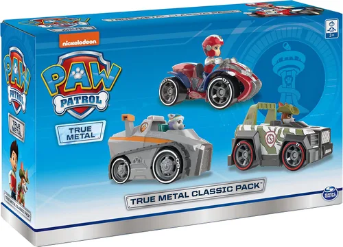 Miniatura 4 de Paw Patrol, Paquete Clásico de Metal Verdadero de 3 vehículos coleccionables fundidos a presión, escala 1:55 Paquete de 8 regalos de rescate