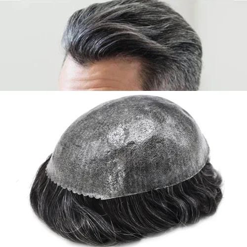Miniatura 23 de Toupee - Pieza de cabello humano real para hombre, piel completa de polietileno, sistema de reemplazo de cabello para hombres, piezas invisibles