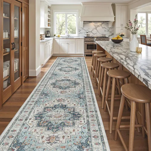 Miniatura 756 de Madane Tapete lavable de 2 x 10 pies para pasillo, cocina, recibidor, clásico, suave, antideslizante para interiores, casa de campo, baño, sala