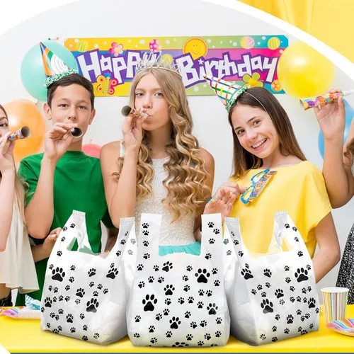 Miniatura 6 de Outus 50 bolsas con estampado de patas, bolsas de regalo para mascotas, bolsa de plástico para cachorros, suministros de decoración de cumpleaños
