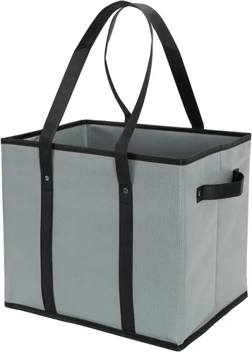 Miniatura 7 de Foraineam Juego de bolsas reutilizables para comestibles, bolsas de compras plegables y resistentes con fondo reforzado Gris / Paquete de 3