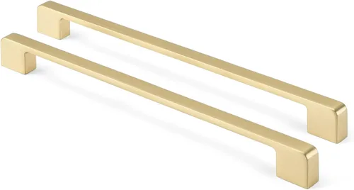 Miniatura 24 de Rergy Tiradores de cocina para gabinetes, paquete de 10 unidades doradas de 5 pulgadas con agujero central, herrajes cuadrados para cajones de Oro