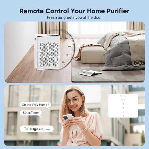 Miniatura 9 de DAYETTE Purificadores de aire para el hogar, habitación grande de hasta 1800 pies cuadrados con fragancia, control inteligente WiFi Alexa, modo