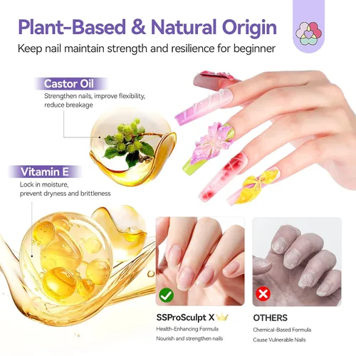 Miniatura 4 de SAVILAND 60 g Gel de uñas 3D: Escultura de arte de uñas en gel 3D moldeado fuerte Blanco Gel de escultura sin necesidad de limpieza para extensión