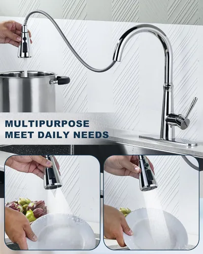 Miniatura 4 de ALEASHA Cabezal rociador desplegable para grifo de cocina, boquilla rociadora de fregadero de 3 funciones con 9 adaptadores, repuesto de cabezal