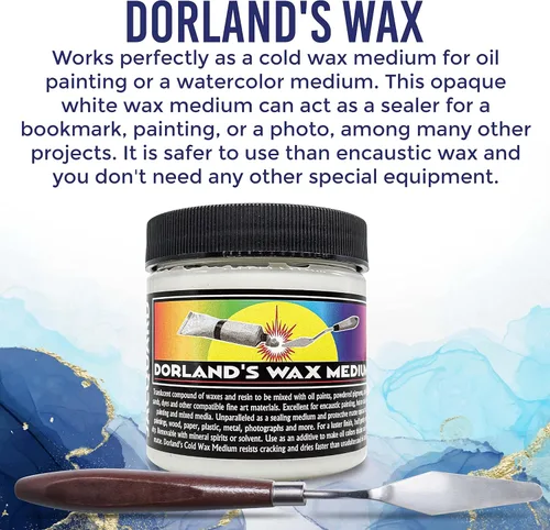 Miniatura 6 de Cera Jacquard Dorlands 4fl oz - Cera fría mediana hecha en EE. UU. - Pintura al óleo - Sellador para acuarela - Incluye cuchillo de paleta Moshify