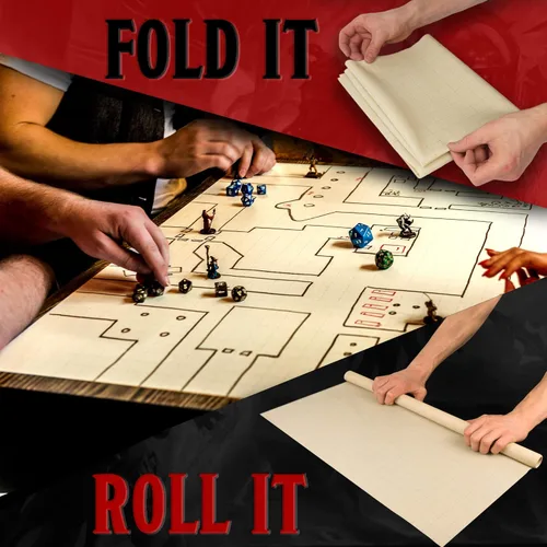 Miniatura 5 de Alfombrilla de silicona para rejilla de batalla para TTRPG Pergamino 2' x 3' Dungeon Master Mat. Para usar con marcadores de borrado en seco.