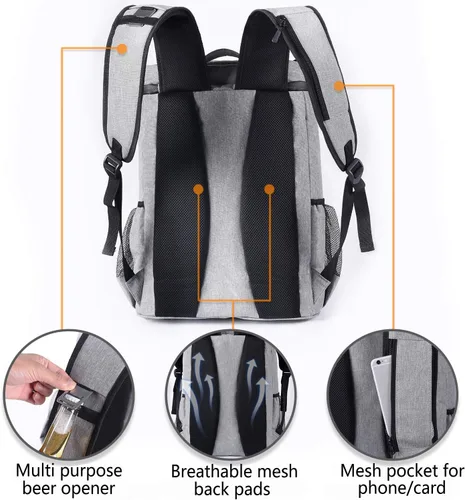 Miniatura 5 de FORICH Mochila enfriadora a prueba de fugas, aislada, impermeable, ligera, suave, para la playa, para hombres y mujeres, para trabajo, almuerzo, Gris