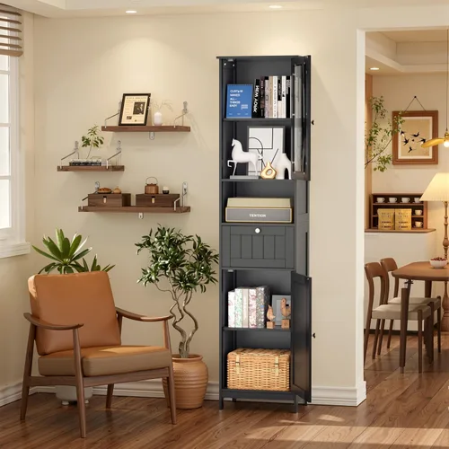 Miniatura 2 de INTERGREAT 67" Tall Bathroom Cabinet, Storage Cabinet with 2 Doors & 1 Drawer, Bathroom Storage Cabinets with Adjustable Shelves, for Living Room
