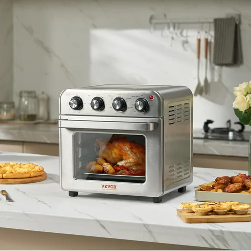 Miniatura 8 de VEVOR Horno tostador con freidora de aire 7 en 1, horno de convección de 18 L, horno tostador de acero inoxidable de 1800 W, combo de encimera