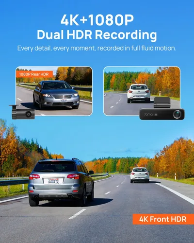 Miniatura 2 de 70mai Cámara de tablero 4K delantera y trasera para coches, visión nocturna súper STARVIS 2 IMX678 y apertura F1.7, HDR dual, compatible con 4G LTE