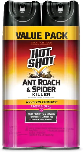 Hot Shot Asesino de hormigas, cucarachas y arañas, 17.5 onzas, mata cucarachas y hormigas listadas en contacto, insecticida en aerosol para