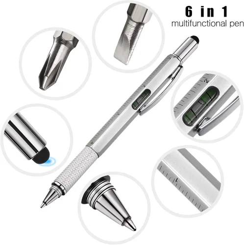 Miniatura 3 de Zhanmai 16 Piezas Bolígrafos Multiherramienta 6 en 1 Juego de Bolígrafos Multi-herramienta con Repuestos para Regalos de Cumpleaños de Hombres