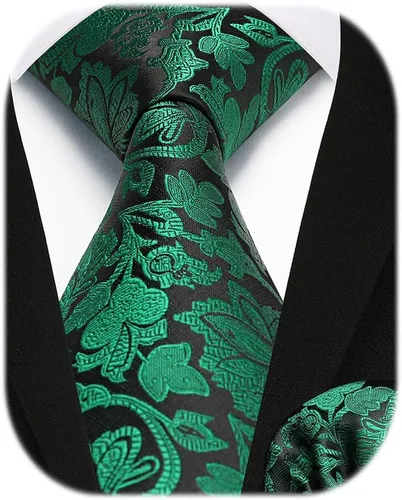 Miniatura 168 de Corbatas florales tejidas clásicas para hombre, corbata cuadrada de bolsillo, corbatas formales para hombres, boda con pañuelo