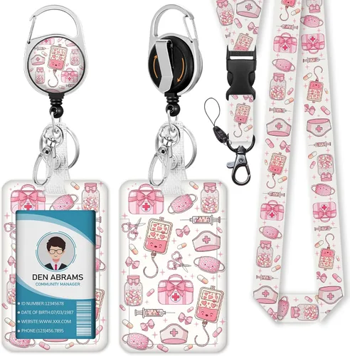 Miniatura 24 de Piefly Cordones para Insignias de Identificación, Portainsignias Positivo con Clip de Carrete Retráctil, Cordón con Tarjeta de Cita Inspiracional