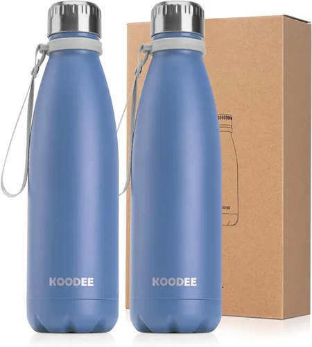 Miniatura 28 de koodee Botella deportiva de agua aislada al vacío de doble pared de acero inoxidable, 17 oz, con forma de botella de refresco, a prueba de fugas