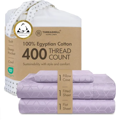 Miniatura 19 de Threadmill - Juego de sábanas de algodón egipcio para cama tamaño King Juego de sábanas de cama King 100% de algodón egipcio certificado Sábanas