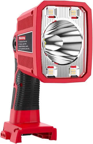 DTEZTECH Linterna LED de 18 W para batería Milwaukee M18 de 18 V, foco de 1250LM y luz de trabajo con puerto USB, cabeza giratoria de 110° para uso