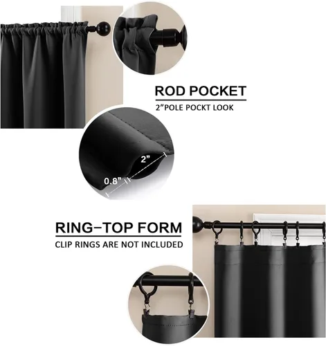 Miniatura 5 de XTMYI Cortinas de tela impermeable de 30 pulgadas para ventana de baño, cocina, mini ducha, pequeños paneles de cortina opacas cortos, juego de 2