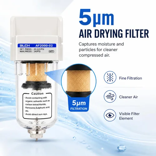 Miniatura 2 de BLCH Secador de Línea de Aire de 1/4" NPT - Secador de Aire para Compresor, Sistema de Secado de Aire Comprimido AF2000-02Z con Drenaje Manual