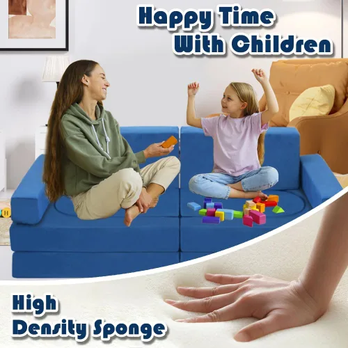 Miniatura 5 de Sofá modular de juego para niños, 10 piezas, sofá convertible de fortaleza y cojín para niños, sofá de suelo para dormir, sala de juegos, dormitorio