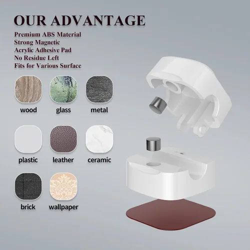 Miniatura 4 de Paquete de 12 clips para cables, organizador de cables, soporte de cable para mesita de noche, organizador de cables magnético, soporte de cable
