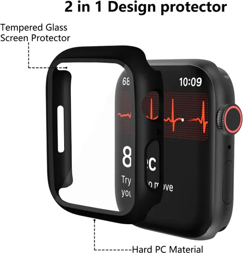 Miniatura 2 de Paquete de 12 fundas rígidas de PC para Apple Watch SE 40mm Serie 2022 Serie 6 Serie 5 Serie 4 con protector de pantalla de vidrio templado, Haojavo