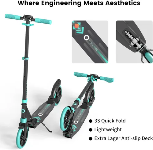 Miniatura 3 de Patinete para niños de 5 a 12 años, adolescentes, patinete plegable ligero para adultos con ruedas de 8 pulgadas, carga máxima 240 LBS, regalo