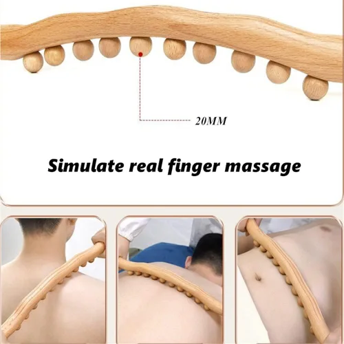 Miniatura 4 de Herramientas de masaje de madera Gua Sha, herramienta de paleta de drenaje linfático de 10 cuentas, herramienta de masaje de mano para esculpir