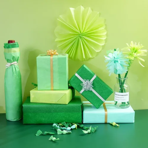 Miniatura 2 de 100 hojas de papel de seda verde a granel para bolsas de regalo, 20 x 14 pulgadas, papel de seda para regalo para el día de San Patricio, Navidad