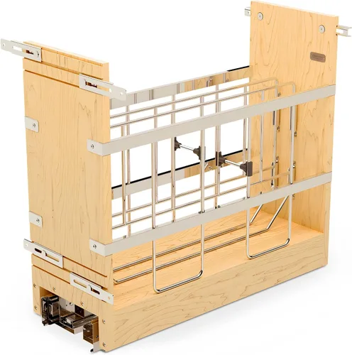 Miniatura 10 de Rev-A-Shelf Estante organizador de utensilios para hornear de madera extraíble de 5 pulgadas para gabinetes de cocina base con cierre suave